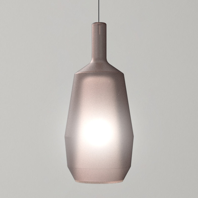 MOM 1 - Light Pendant, Powder Pink Glass, Black