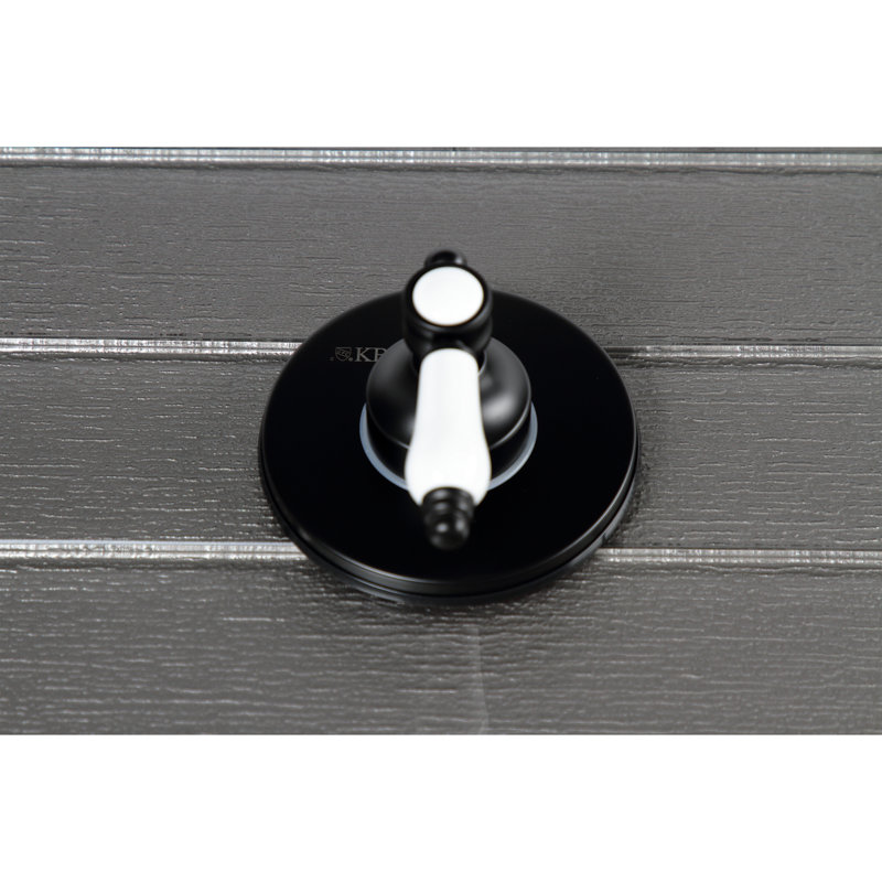 Soupape de déviation à 3 voies avec poignée simple et plaque ronde, Noir mat