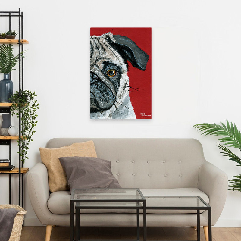 Carlin, art contemporain, chiens, carlin, H 24 po x l 16 po