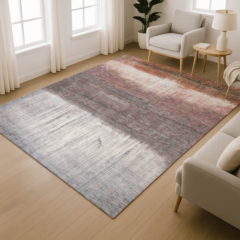 Premium Machine Washable Mayfield Abstract Rug, Paprika, 2'6" x 3'10"