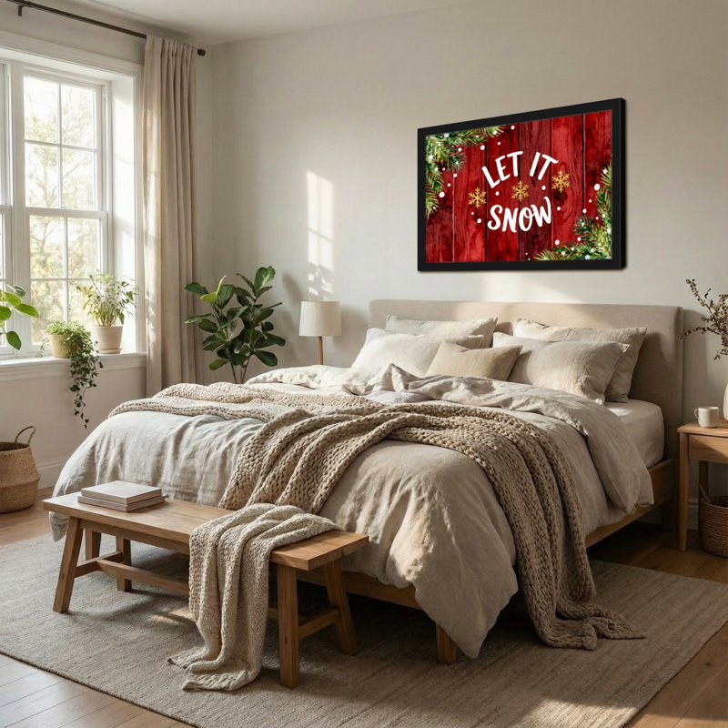 Christmas Let It Snow Holiday Pattern Print, 16" H x 24" W