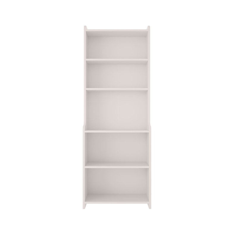 Modern White Bookshelf, 5-Tier Design, 23.6 x 70.9 x 11.8 inches | 100% Melamine Coated Particle Board, Thickness: 0.7 inches | Wall-Mountable, Sturdy & Stylish Storage Solution for Home or Office