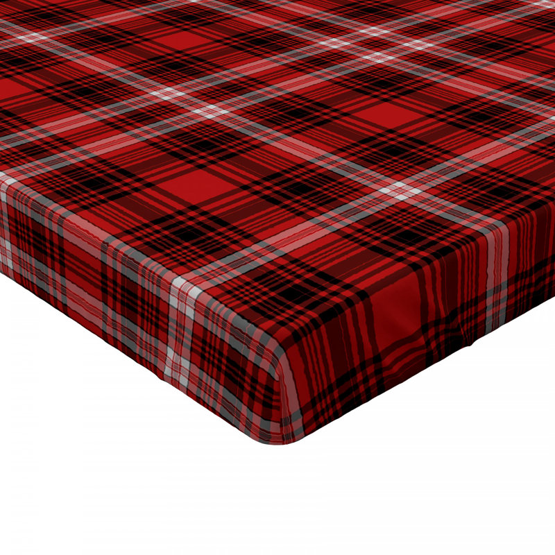 Microfiber Plaid Fitted Sheet, Queen Fitted Sheet, Red/Yellow Plaid 5