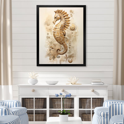 Hippocampe magique beige III sur toile