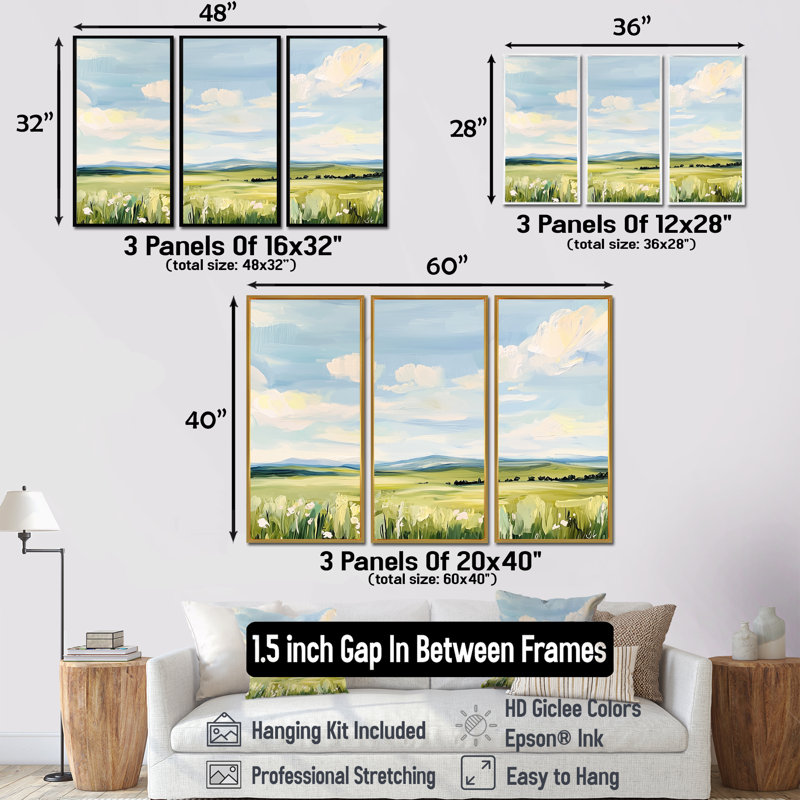 «Big Sky Horizon Meadows I - Montana», ensemble de reproductions d'art mural, Black, Reproduction avec cadre flottant