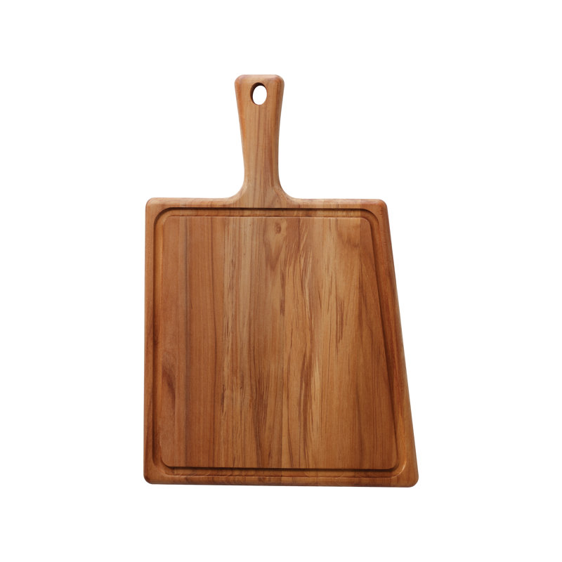Teak Wood Rectangular Cutting Board with Handle and Groove