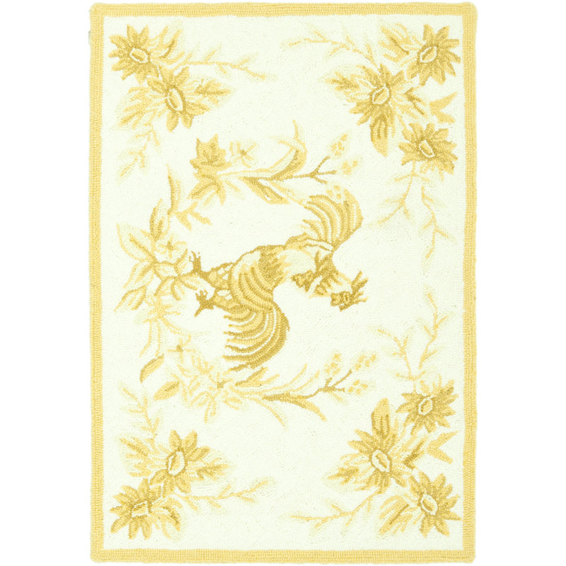Kinchen Hand Hooked Wool Pile Abstract Rug, Rectangle 1'8" x 2'6"