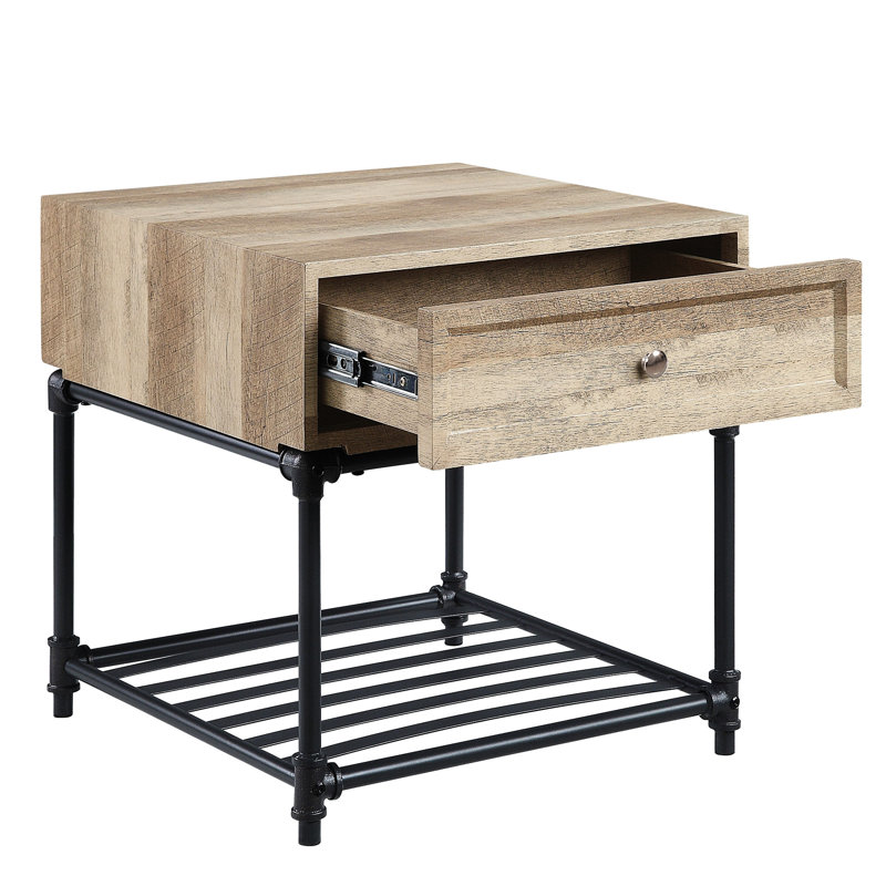 Table moderne en chêne et gris sable avec tiroir pratique et tablette
