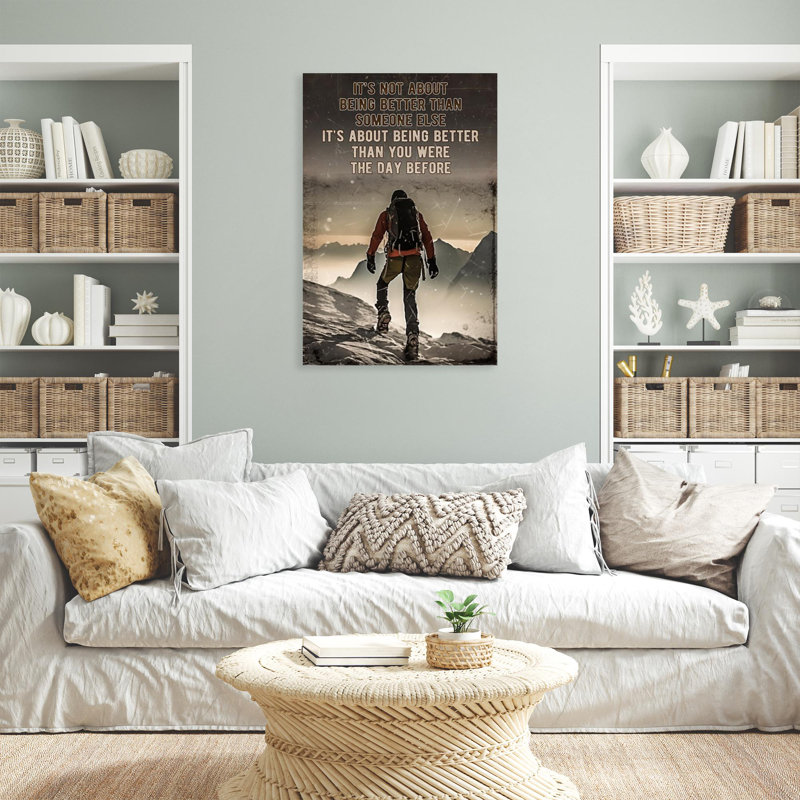 Impression sur toile, "Mountaineering Its Not About Being Better", H 36 po x l 24 po x P 1,25 po