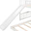 Lit simple superposé au dessus d'un lit blanc, équipé d'une structure coulissante et réversible en pin massif, peu encombrant pour les chambres à coucher, caractéristiques de style gris, 18 lattes de soutien, côté ajustable fabriqué en blanc