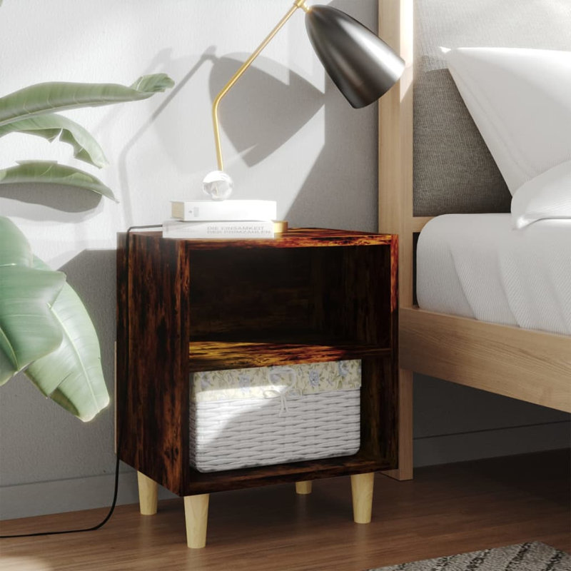 Sheryl 40cm W Manufactured Wood Bedside Table, Smoked Oak, Individual