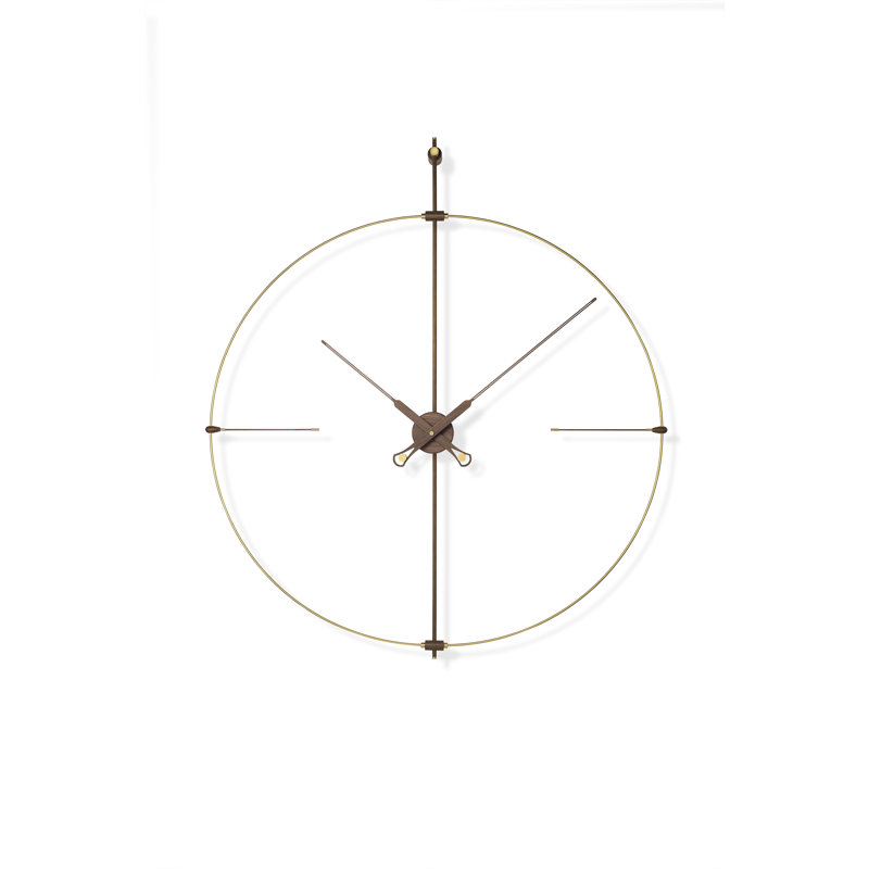 Bilbao Wall Clock, Brass/Walnut