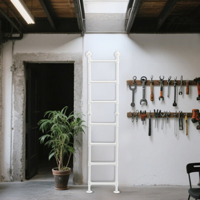 Échelle en métal à 7 marches pour mezzanine / dortoir, échelle de lit superposé en métal fixée au mur, échelle de sortie de fenêtre ((H 74,8 po)