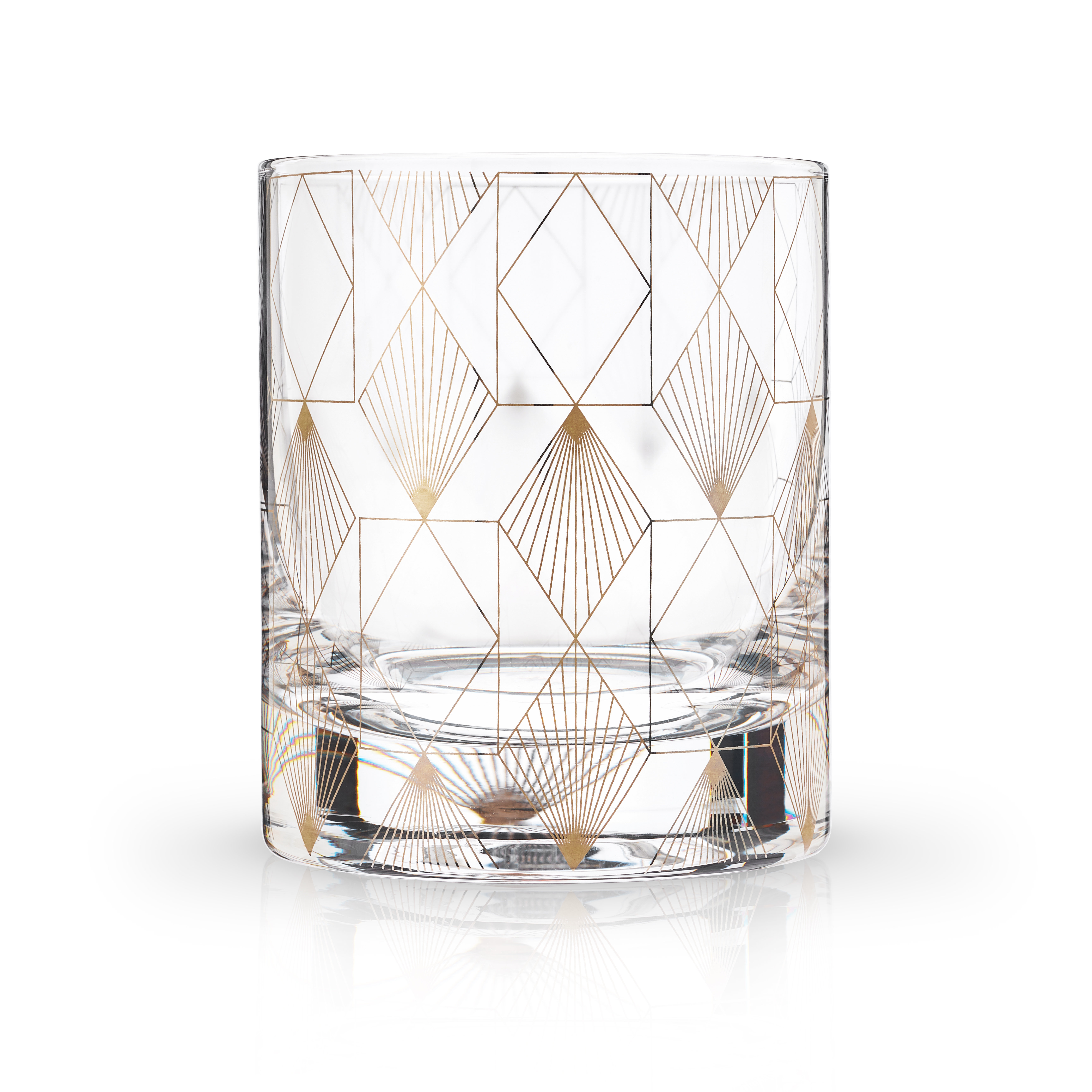 JoyJolt Gatsby Art Deco Whiskey Glasses - 10 oz - Set of 6