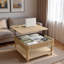 Table basse carrée à plateau relevable cannelé avec rangement caché et ouvert-563846212-784332437