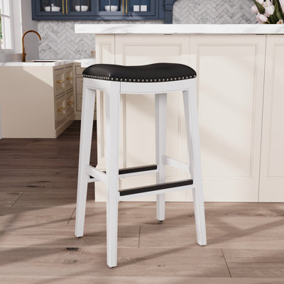 30" Bar Stool, Saddle Leather Seat