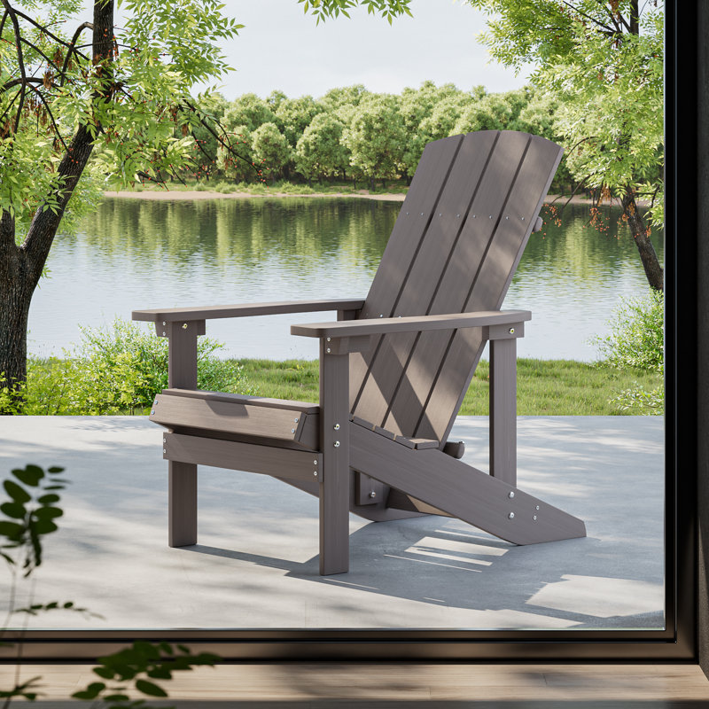 Chaise de patio d'extérieur en plastique Adirondack, Café
