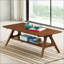 Table basse de salon en verre trempé transparent, 2 couches