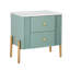 Table de chevet cannelée - 55 x 40 x 55 cm - MDF - 1 pièce - Verte - avec tiroirs de rangement-1119954977