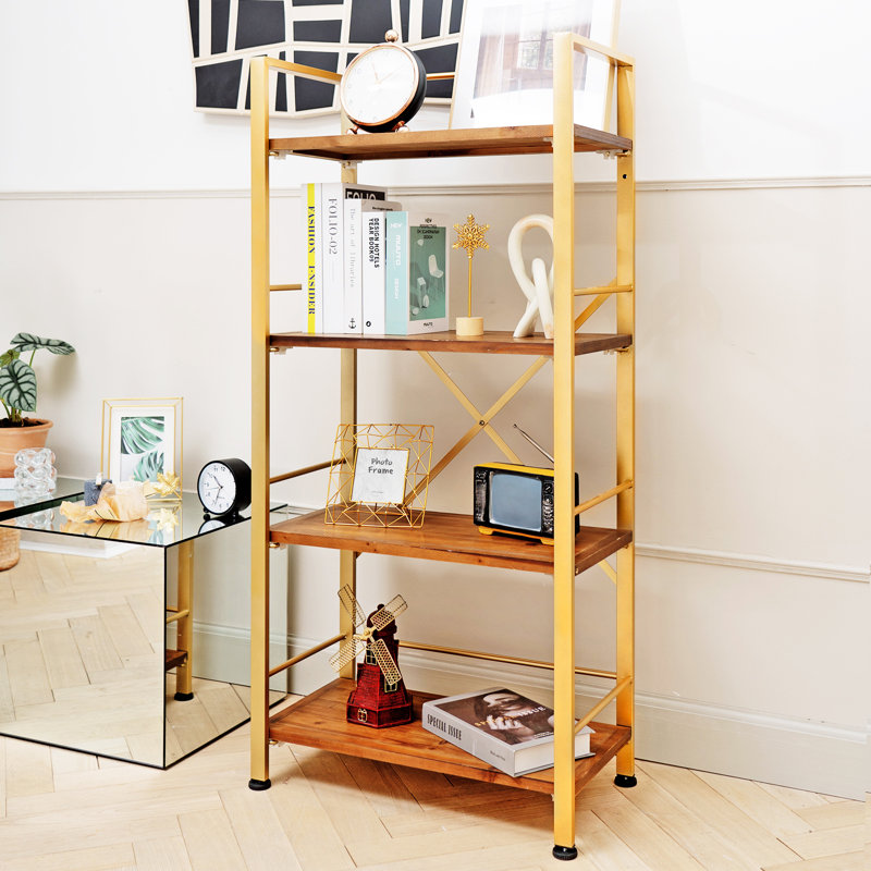 Bibliothèque étagère Iron, Or, (4 tablettes) H 50,4 po x l 23,6 po x P 12,6 po
