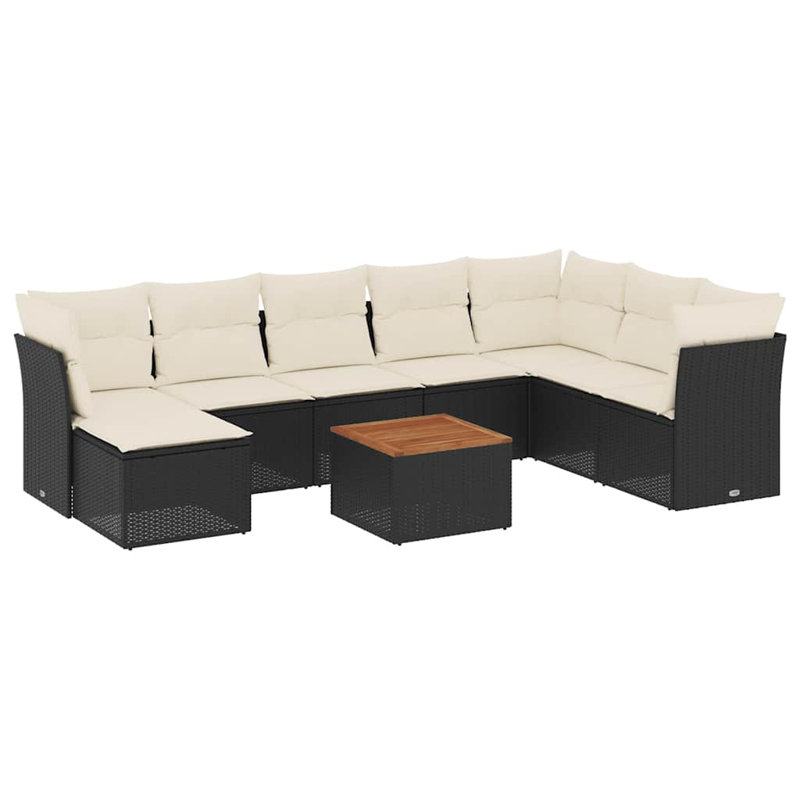 Ensemble de canapé de jardin modulaire en rotin PE noir Vidaxl
