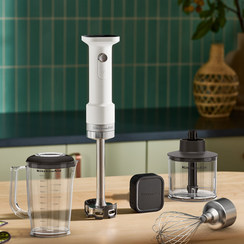 KitchenAid Go® Cordless Hand Blender with Pitcher, Whisk & Chopper Attachments - battery sold separately - Porcelain White