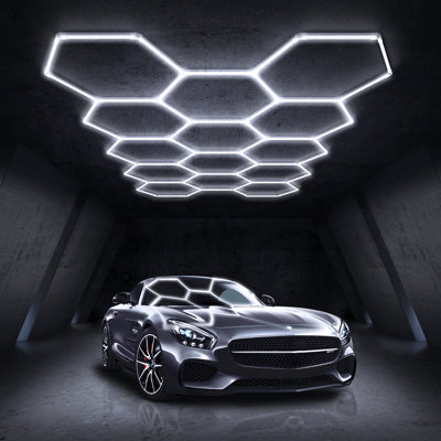 2025 New DIY Plug-in Hexagonal LED Ceiling Light – Ultra-Bright Honeycomb Design, Ideal for Garages, Supermarkets, Malls, Car Shows, Basements, and More – Perfect for Valentine's Day