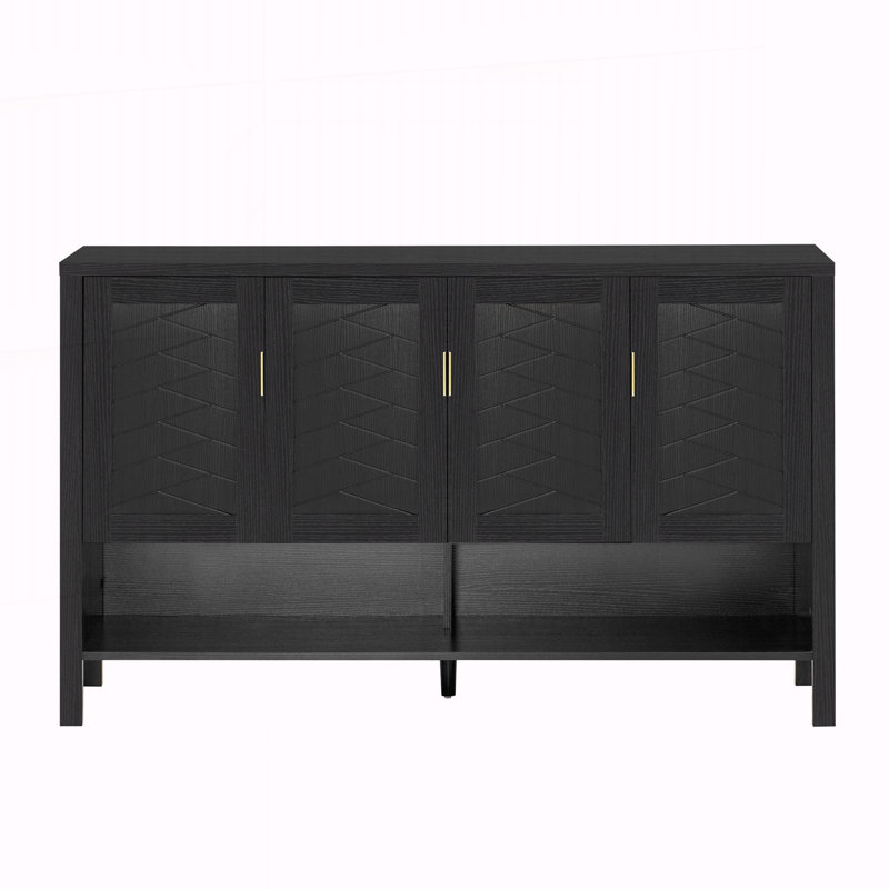 55.1'' Storage Sideboard with 4-Doors, Black