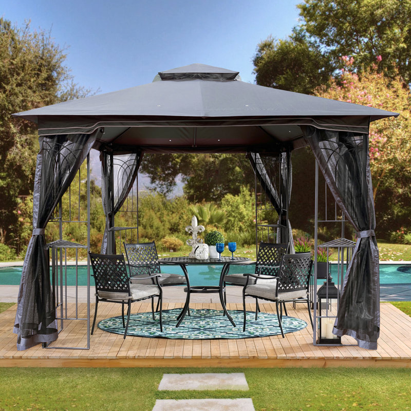 Abri de jardin 10 x 10 avec tissu - filet et insecte - eau grise - insecte détachable