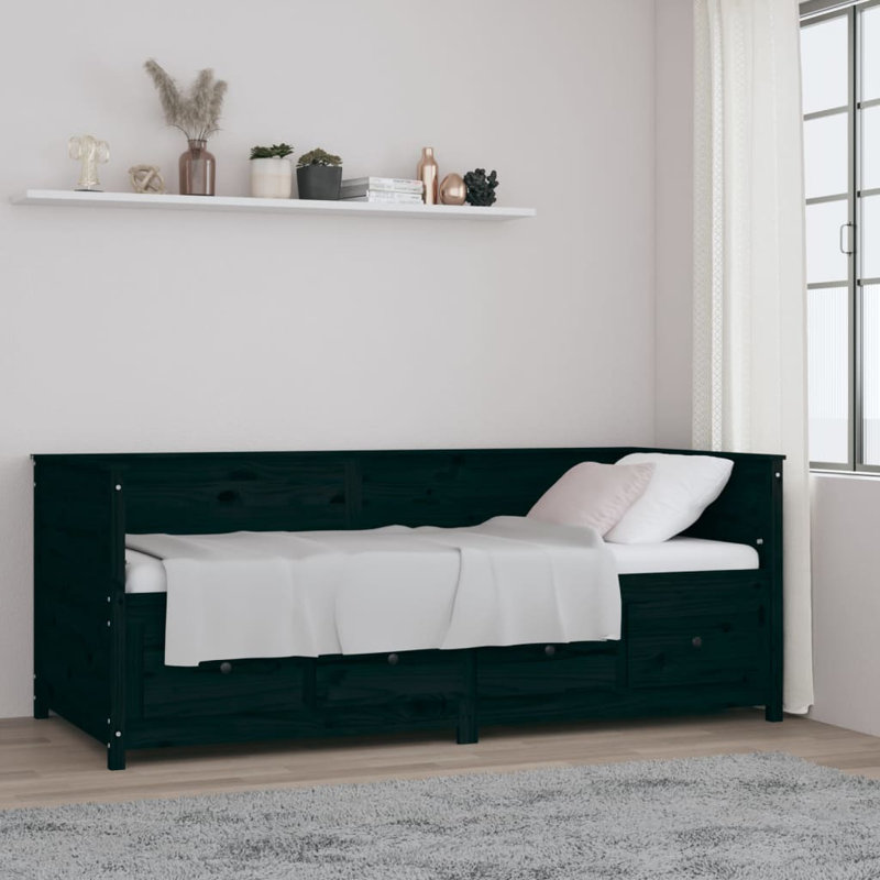 Farreli Solid Wood Ddaybed, Black, 90 x 200 cm