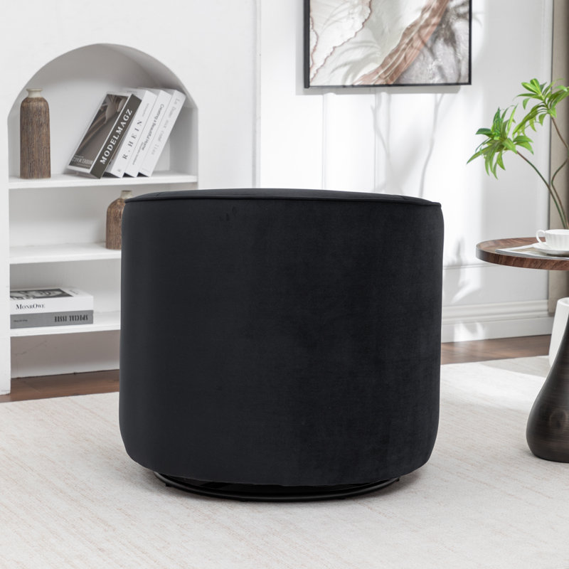 Fauteuil demi-tonneau pivotant rembourré Tybias, Noir