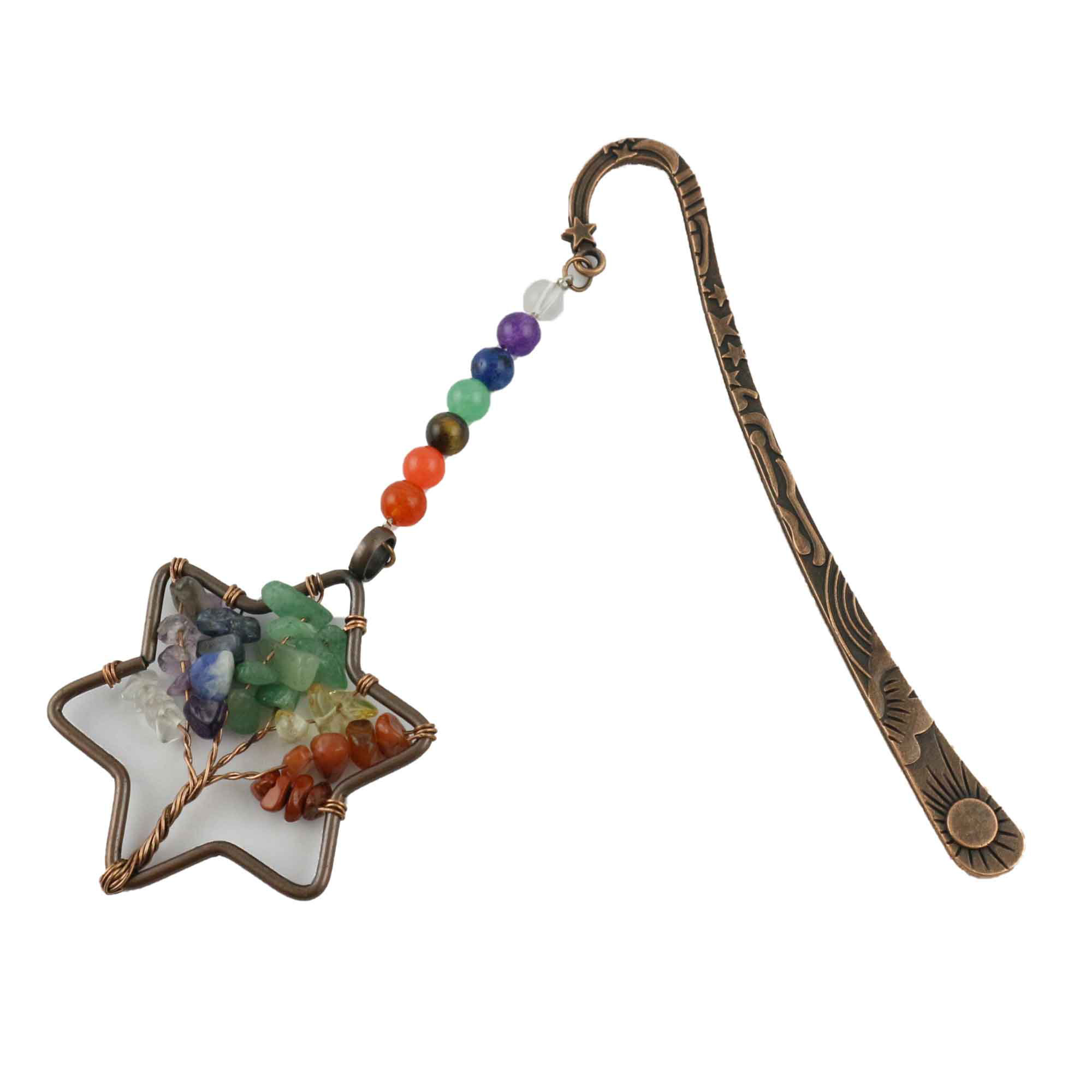 Metal Bookmark Chakra Healing Crystals Tree Of Life Bookmarks For Women Student Teacher Graduation Gift For Christmas (colorful) (1pc