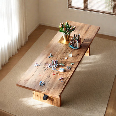 Table de salle à manger en bois massif de style industriel