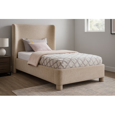 Hridhaan Upholstered Unfinished Wingback Bed