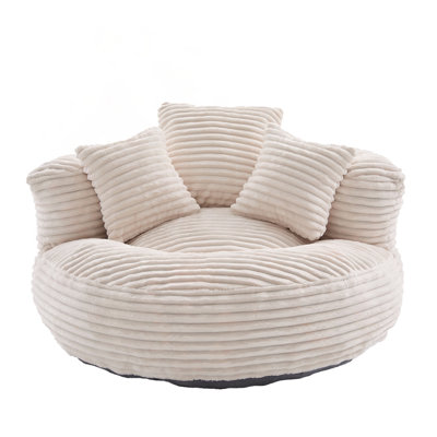 Oversized Corduroy Bean Bag Chair With 3 Pillows & Armrest, Comfortable For Adults And Kids, Perfect For Bedroom And Living Room