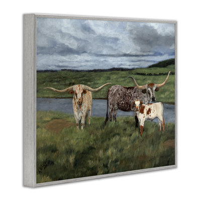 Longhorn Cattle Trio Giclee Art, design by Kathy Winkler