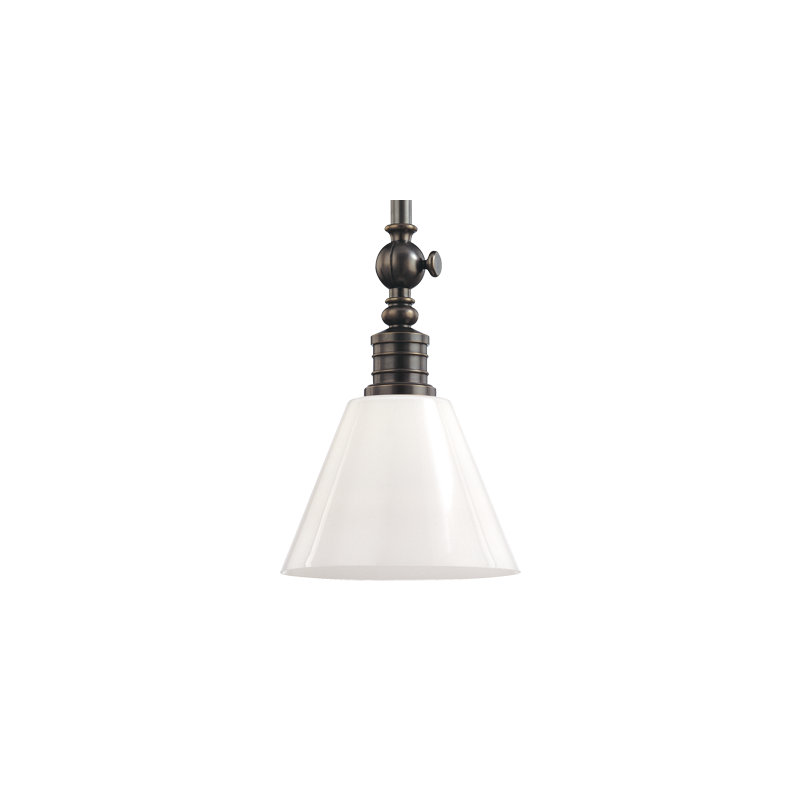 Darien 1 - Light Pendant, Distressed Bronze, 150W A19, Opal Glossy Shade