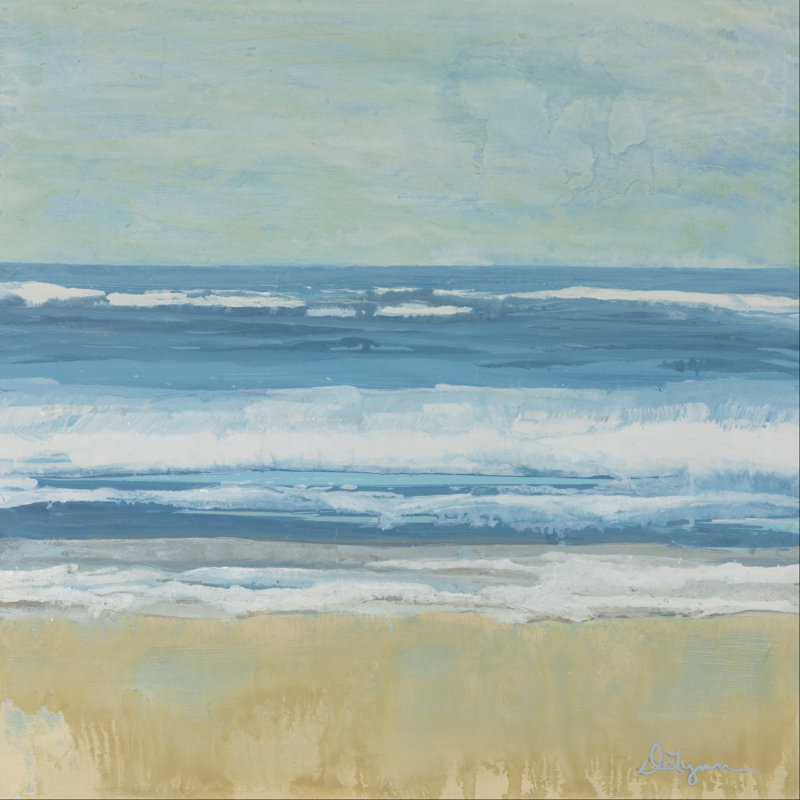 «Puddle Beach» par Dlynn Roll - peinture sur toile tendue, H 36 po x l 36 po x P 1,25 po