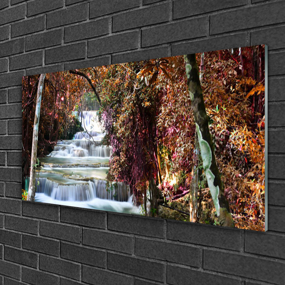 Glasbild Nature Waterfall Forest