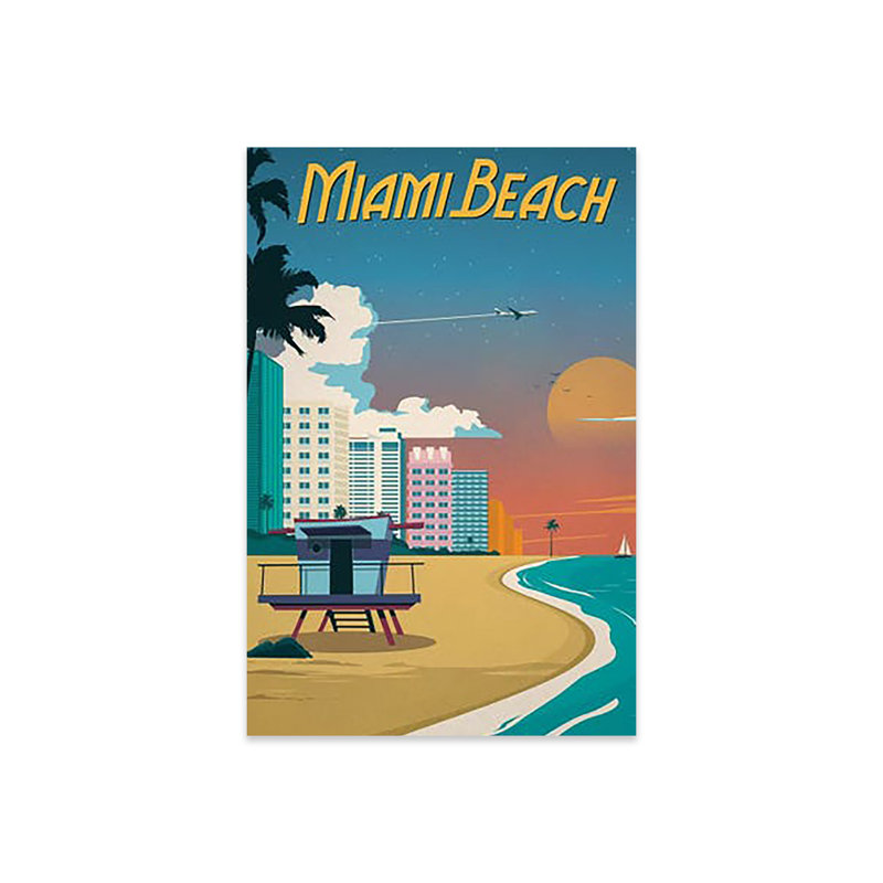Impression de Miami Beach sur verre acrylique, H 24 po x l 16 po x P 0,25 po