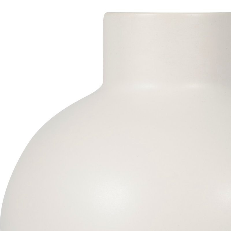Vase en céramique Bronsyn, H 15 po x l 11 po x P 11 po, Crème, crème
