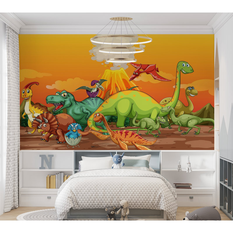 Premium Wallpaper Wall Mural - Dinosaur Adventure, 120" L x 180" W