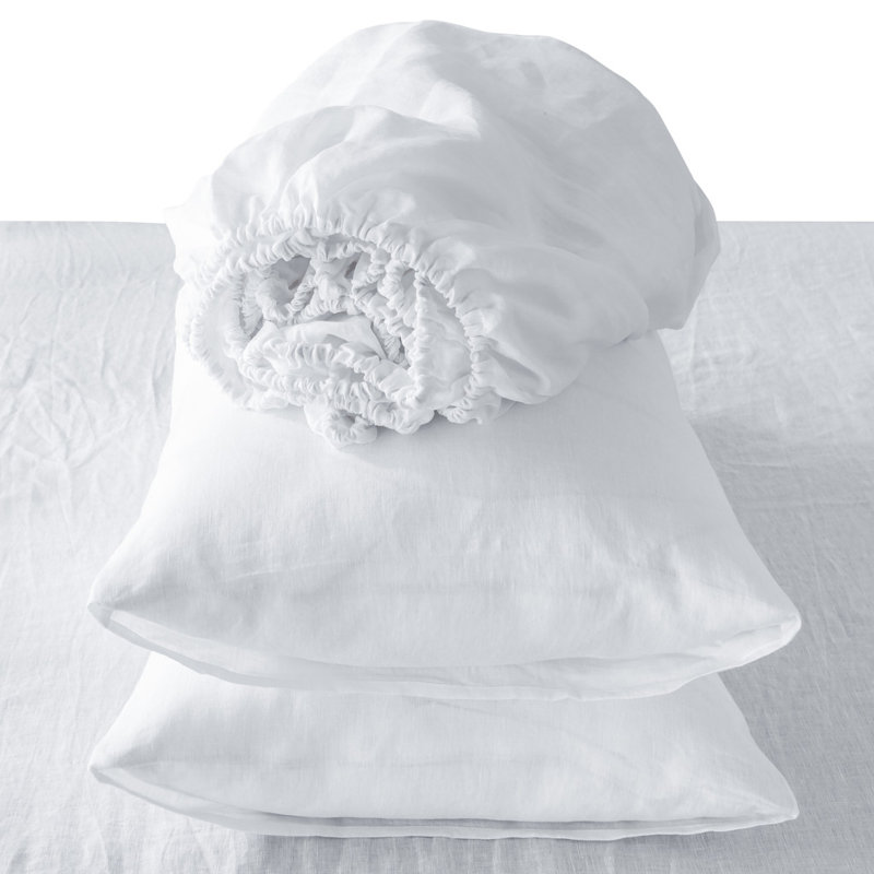 Ensemble de draps quatre pièces en lin blanc