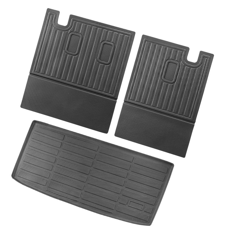Cargo Mats Compatible With 2016-2022 And 2023-2024 Honda Pilot, Custom Fit TPE Cargo Liner Set For Suvs, Trunk And Back Seat Protector Replacement, Black, Trunk Mat And Backrest Mats