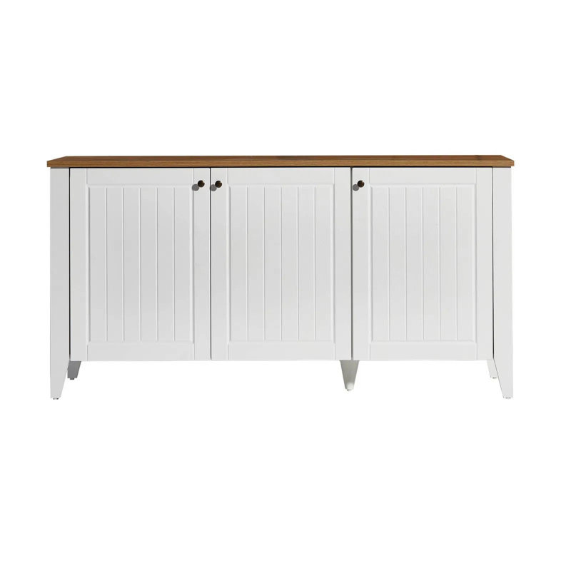 Elegant Oak and White Console Table, 59.1 x 29.9 x 15.4 inches | 100% Melamine Coated Chipboard, MDF Doors with Ash Tree Membrane | Modern Design, Perfect for Living Room & Entryway, Durable and Stylish