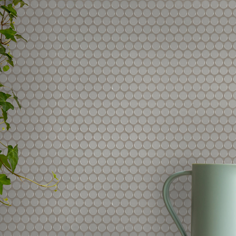 Penny Round 12 in. x 13 in. Porcelain Mosaic Floor and Wall Tile, Gray