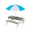 Table de jeu extérieure de 31 pi - Pique-nique en bois, sable et eau avec parasol amovible pour la cour