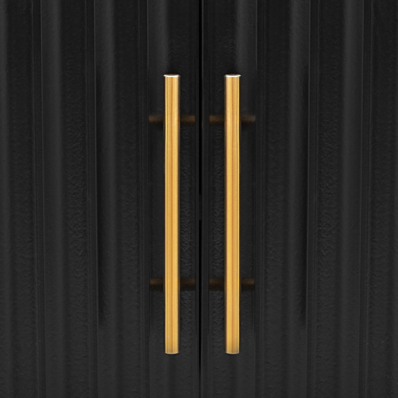 Featured Three-Door Storage Cabinet With Metal Handles,credenza,Sideboard,buffet table, Black