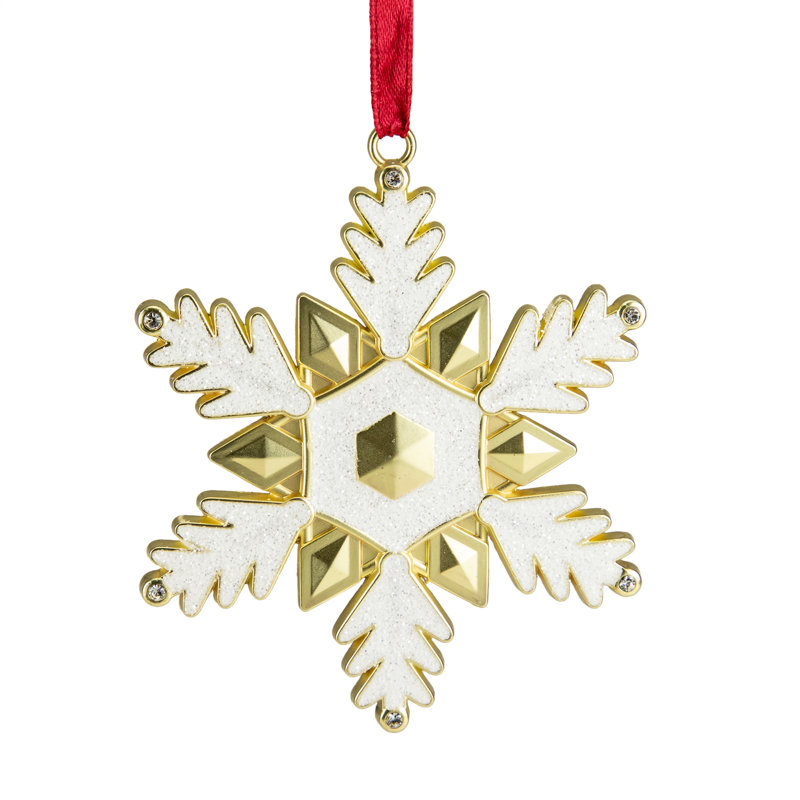 Ornement de Noël flocon de neige plaqué or 3,5 "avec cristaux européens