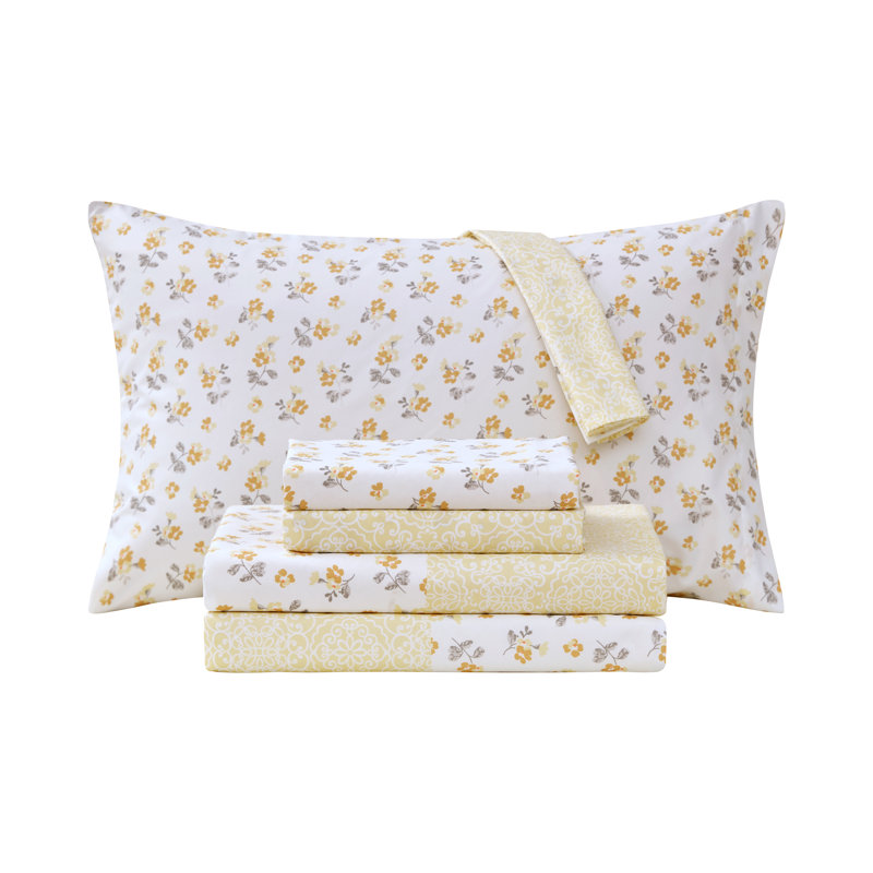 Dainty Floral Yellow Sheet Set, Full Sheet Set + 4 Additional pieces